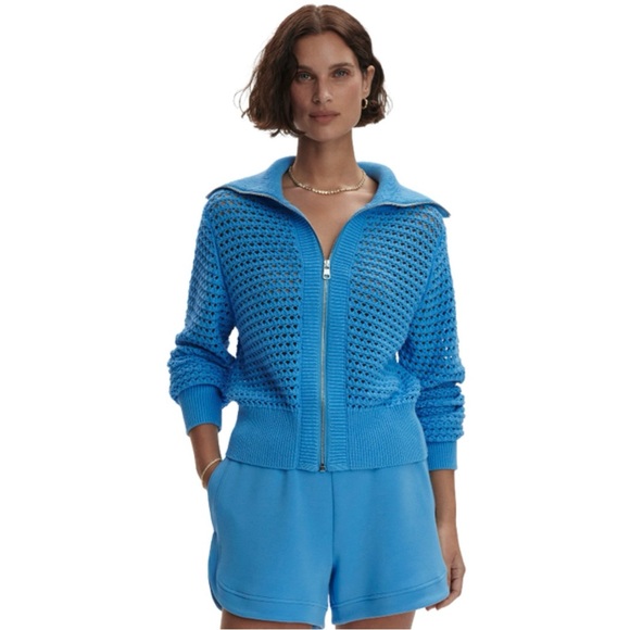 NWT Varley Eloise Zip-Through Knit Azure Blue - Picture 4 of 5